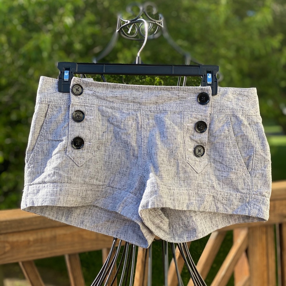 Express Gray And Black Linen Shorts